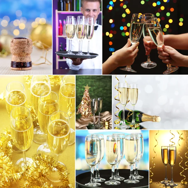 Champagne collage — Stockfoto