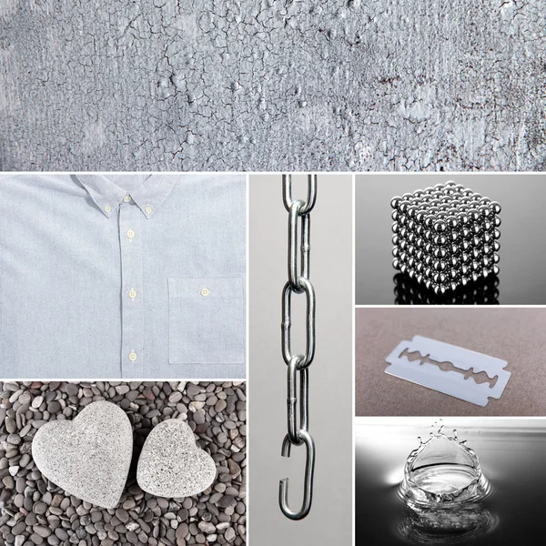 Collage of different objects in shades of gray — Stock Photo, Image