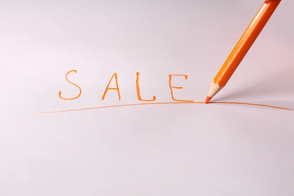 Word Sale and pencil on paper, isolated on white — Stock Photo, Image