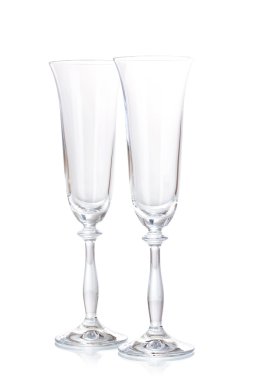 beyaz izole şampanya için boş bardak