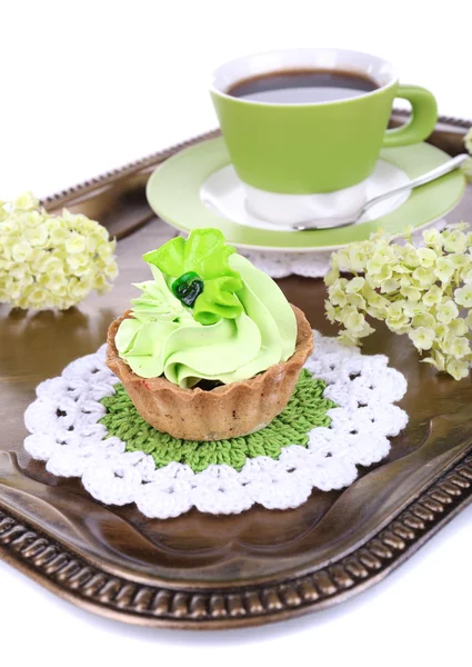 Tasty cake on tray close-up — Stock Photo, Image