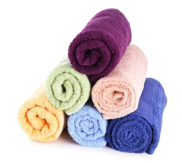 Colorful towels isolated on white — Stock Photo, Image