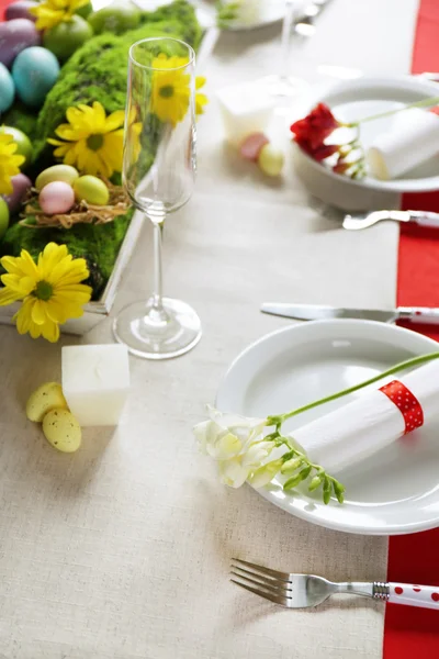 Beautiful holiday Easter table setting — Stock Photo, Image