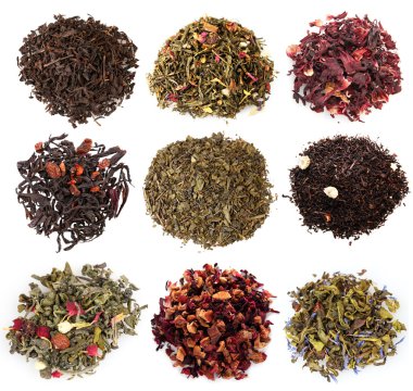 kolaj üzerinde beyaz izole aromatik kuru çay