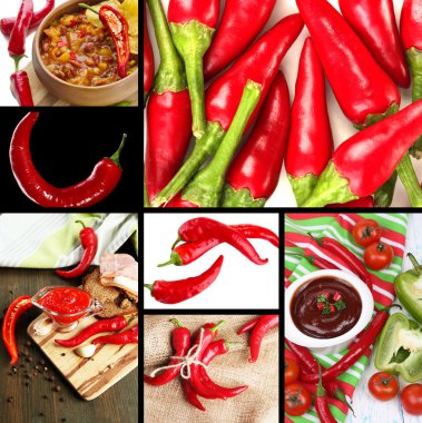 Red hot chili pepper collage clipart