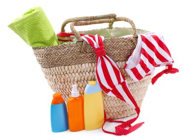 hasır çanta ve mayo