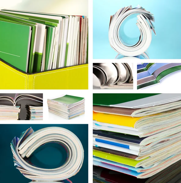 Collage of colorful magazines close-up — Stock Photo, Image