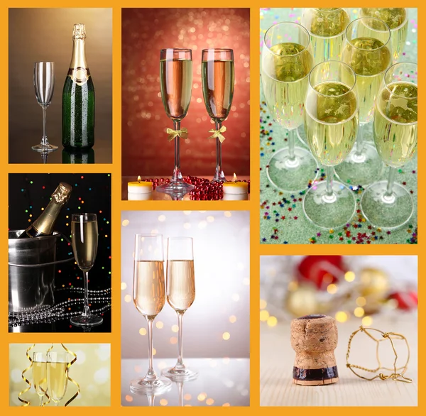 Champagner-Collage — Stockfoto