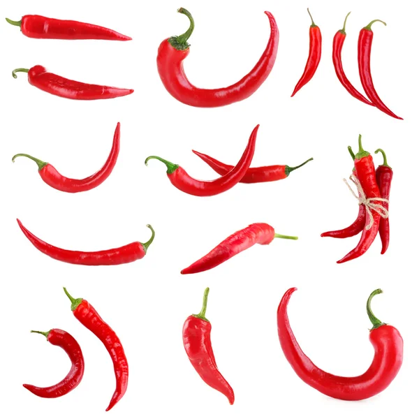 Kolaż czerwona papryczka chili — Zdjęcie stockowe