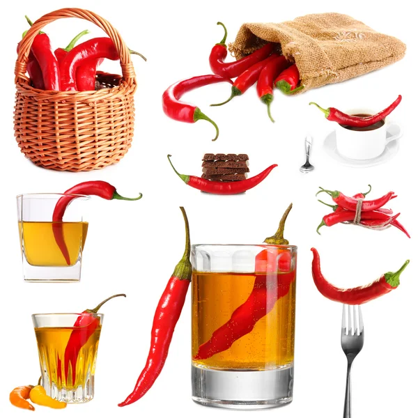 Red hot chili pepper collage — Stock Photo, Image