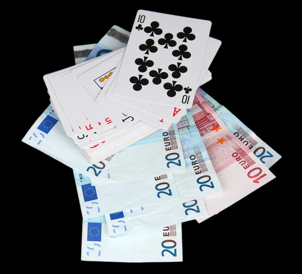 Euro and playing cards — Stock Photo, Image