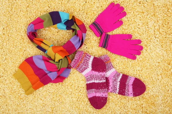 Winter scarf, gloves and socks — Stock Photo, Image