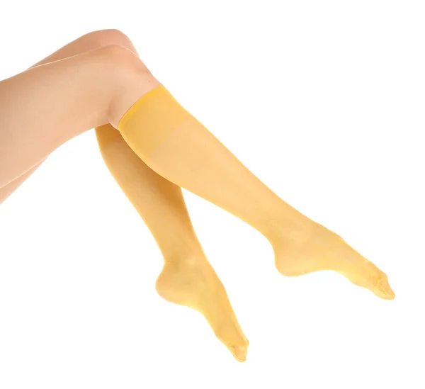 Calze su gambe donna perfetta — Foto Stock