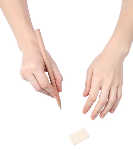 Human hands with pencil — Stock Photo, Image