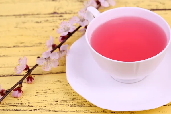 Geurige thee met bloeiende takken — Stockfoto