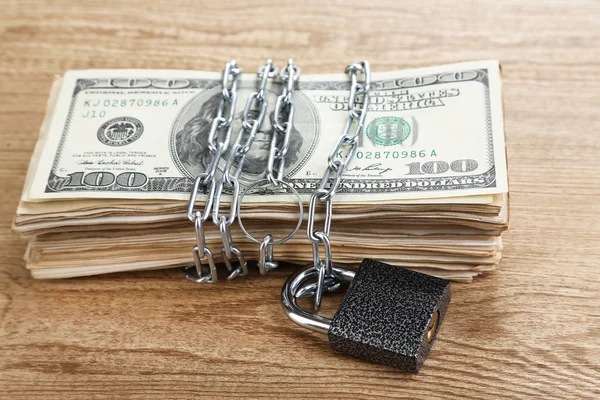 Dollars currency with lock — Stock Photo, Image