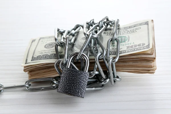 Dollars currency with lock — Stock Photo, Image