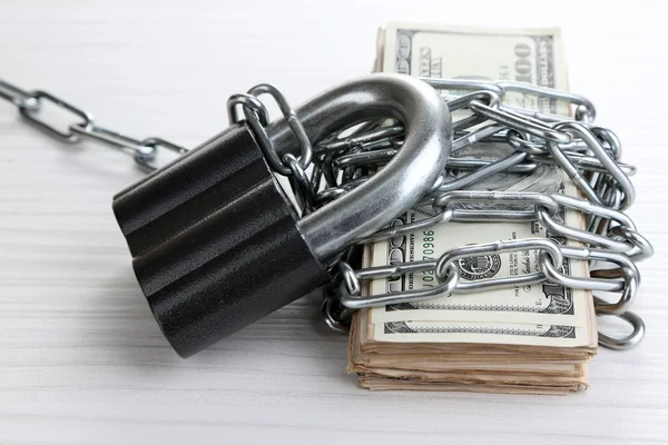 Dollars currency with lock — Stock Photo, Image