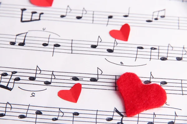 Kağıt kalp müzik kitap — Stok fotoğraf
