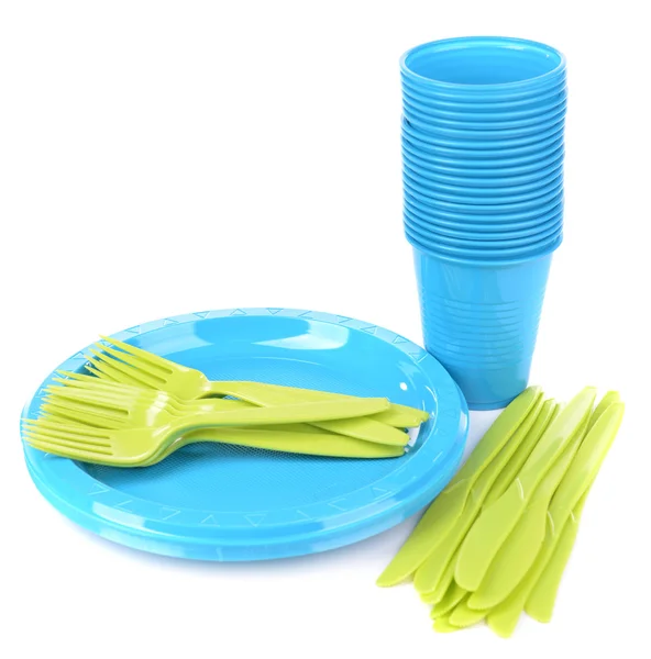 Bright plastic tableware — Stock Photo, Image