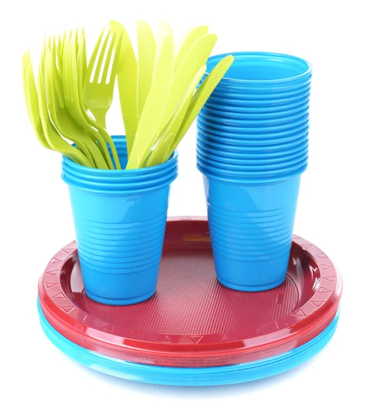 Bright plastic tableware — Stock Photo, Image