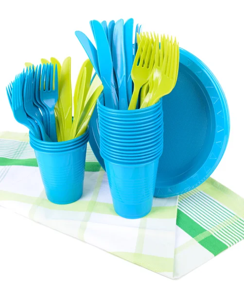 Bright plastic tableware — Stock Photo, Image