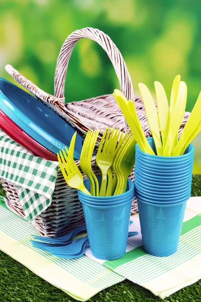 Bright plastic tableware