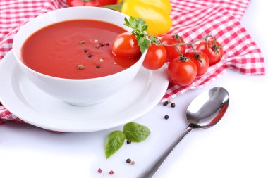 domates çorba ve sebze, üzerinde beyaz izole