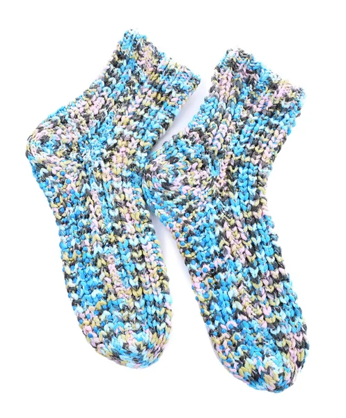 Wollen sokken, geïsoleerd op wit — Stockfoto