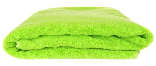 Groene handdoek geïsoleerd op wit — Stockfoto