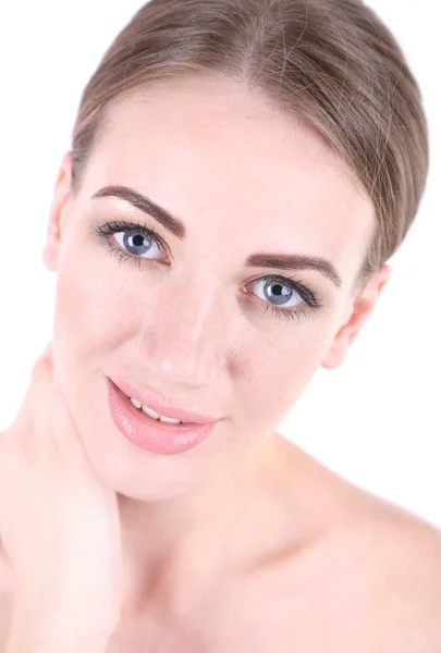 Retrato de chica bonita aislada en blanco — Foto de Stock