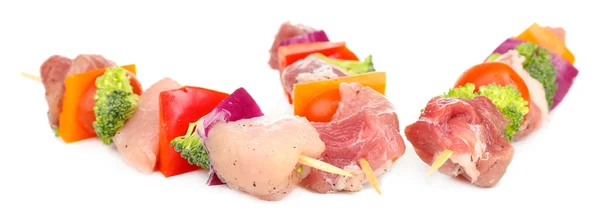 Raw pork kebab isolated on white — Stock Photo, Image