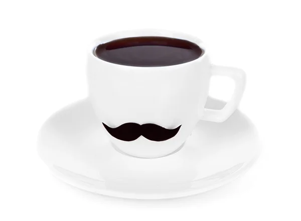 Cup with mustache isolated on white — Stock Photo, Image