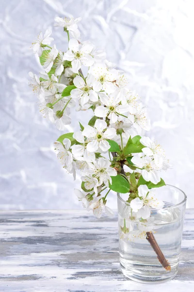 Bela flor de fruta em vidro na mesa em fundo cinza — Fotografia de Stock