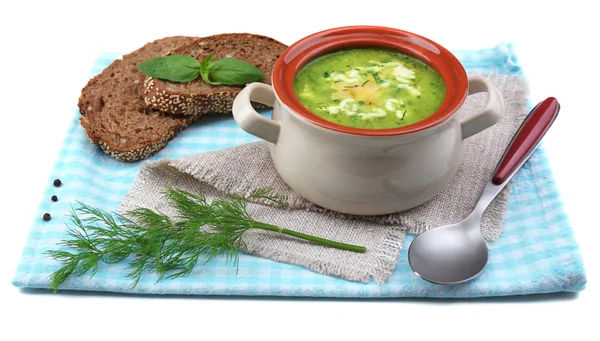Zuppa saporita in casseruola, isolata su bianco — Foto Stock