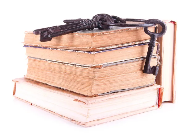 Old key and old books — Stock Photo, Image