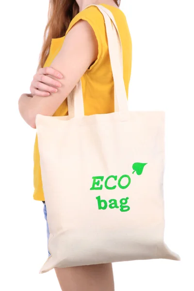 Mujer con bolsa ecológica — Foto de Stock