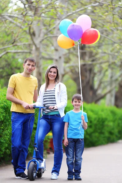 Lycklig familj, promenad i parken — Stockfoto