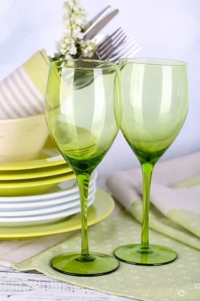 Color table settings, on table, on light background — Stock Photo, Image