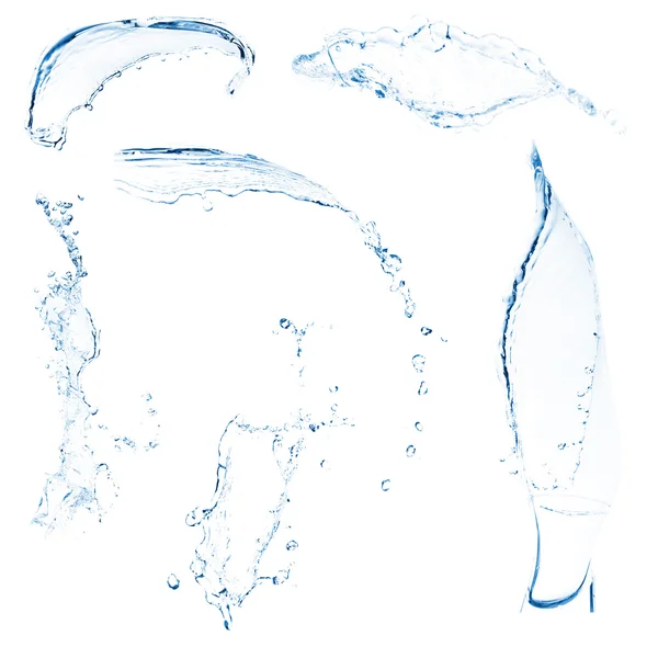 Water splashing collage, isolated on white — Stock Photo, Image