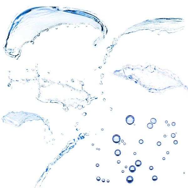 Water spatten collage, geïsoleerd op wit — Stockfoto