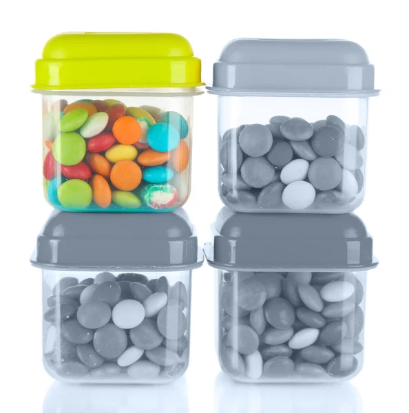 Concept of individuality.One bright color container among grey containers — Stock Photo, Image