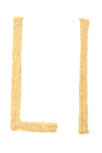 Песчаное письмо изолировано на белом — стоковое фото