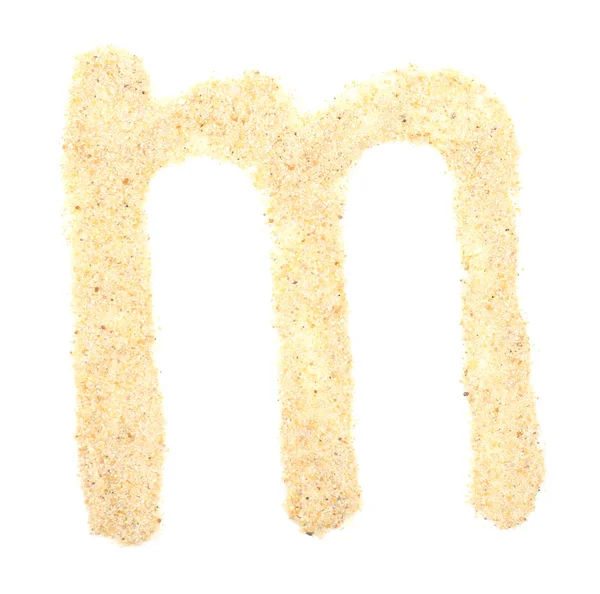 Kum mektup üzerinde beyaz izole — Stok fotoğraf