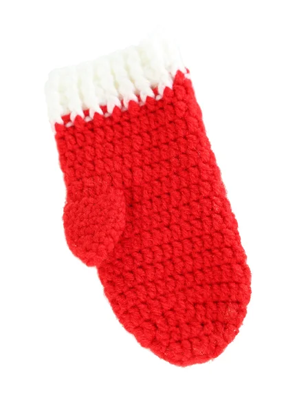 Red winter mitten isolated on whited — Stock Photo, Image