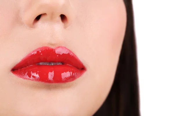 Sexy rote Lippen Nahaufnahme — Stockfoto