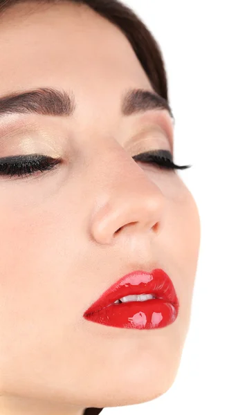 Lábios vermelhos sexy close-up — Fotografia de Stock