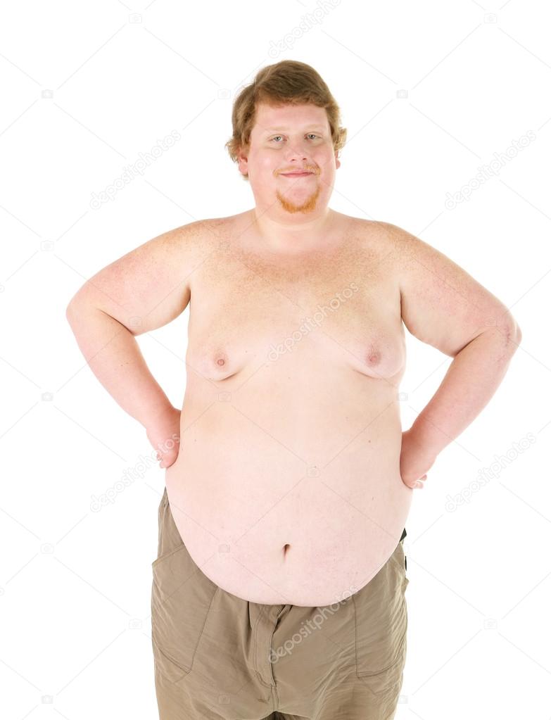 Fat man isolated on white