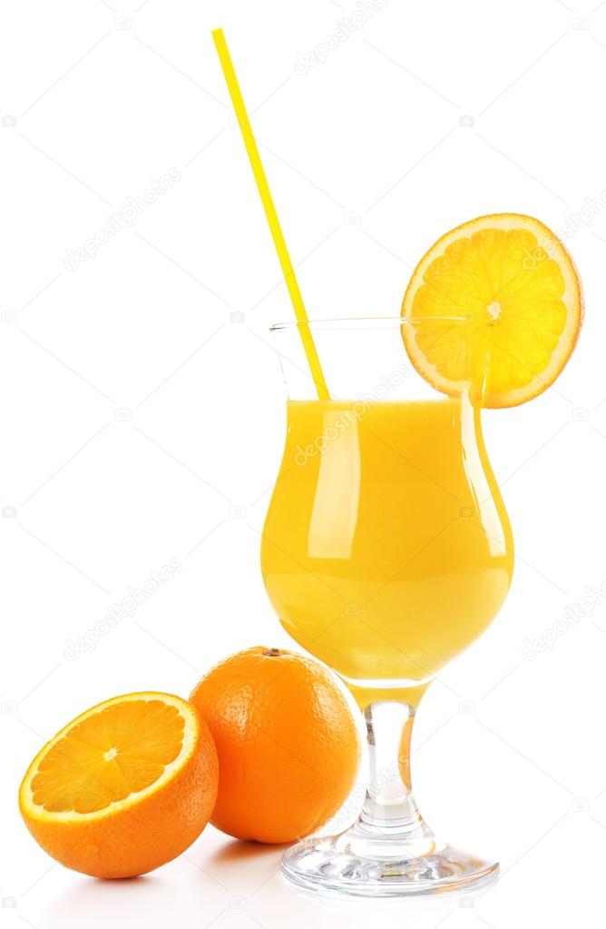 Refreshing orange cocktail isolated on white