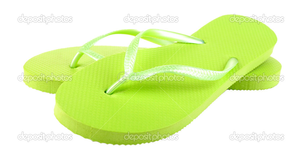 Bright flip-flops isolated on white 